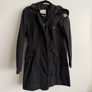 Moncler Black Hooded Trench Coat